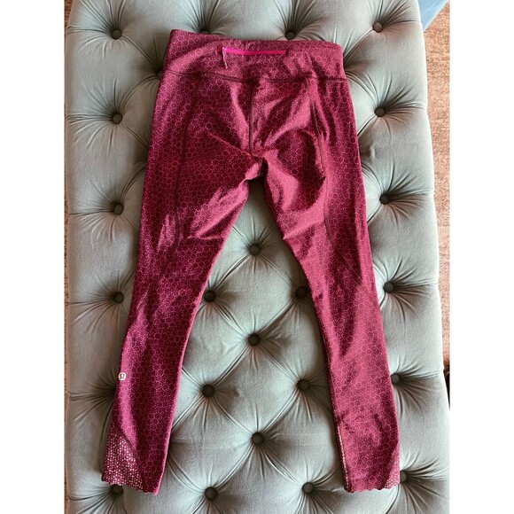 Lululemon 25in Leggings Reflective Maroon Red Pink Size 6 - Picture 8 of 11